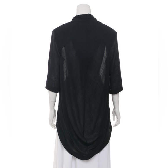 Helmut Lang raw edge button down high low short sleeve blouse - Picture 3 of 9
